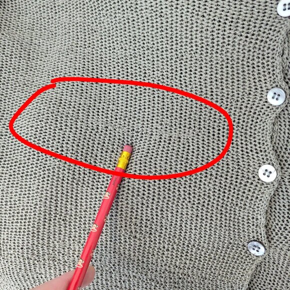 VTG 00s Y2K Anne Klein Gray Knit V-Neck Long-Sleeve Button-Up Relaxed Cardigan - Picture 5 of 7